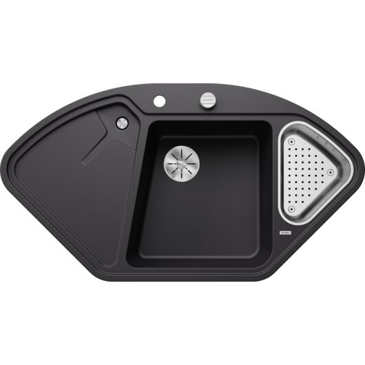 BLANCO DELTA II Silgranit gyümölcsmosós sarok gránit mosogató, szifonnal, fekete