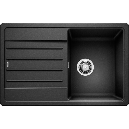 BLANCO LEGRA 45S Silgranit egymedencés csepegtetőtálcás gránit mosogató, szifonnal, fekete-szemcsés