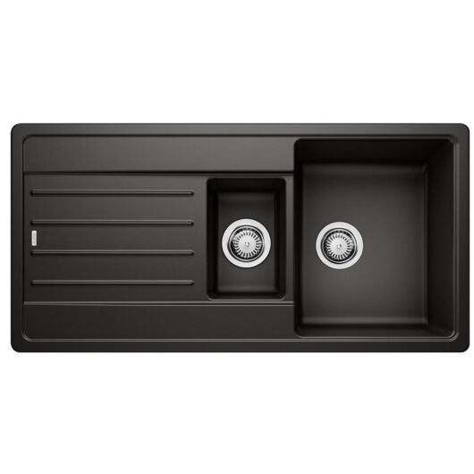 BLANCO LEGRA 6S Silgranit másfél medencés csepegtetőtálcás gránit mosogató, szifonnal, fekete,