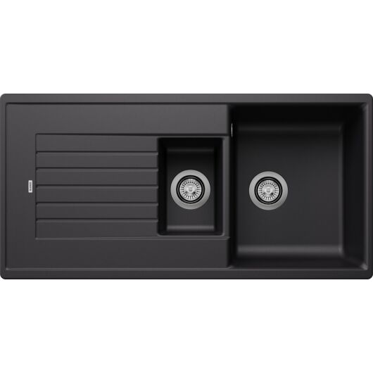 BLANCO ZIA 6S Silgranit másfél medencés csepegtetőtálcás gránit mosogató, szifonnal, fekete,