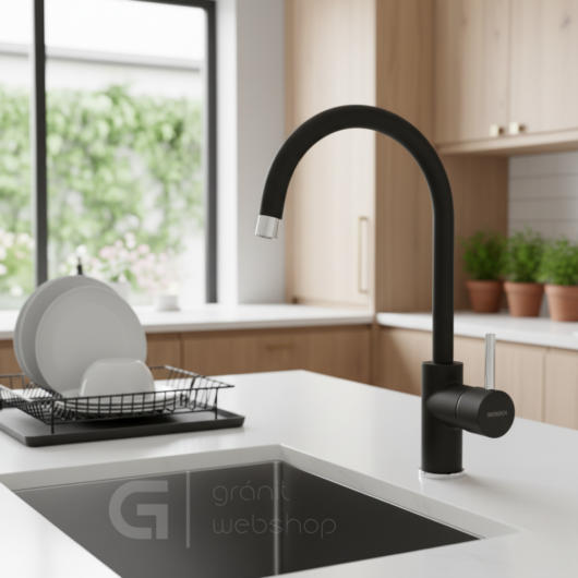 Schock Plutos konyhai csaptelep Cristalite Nero, fekete