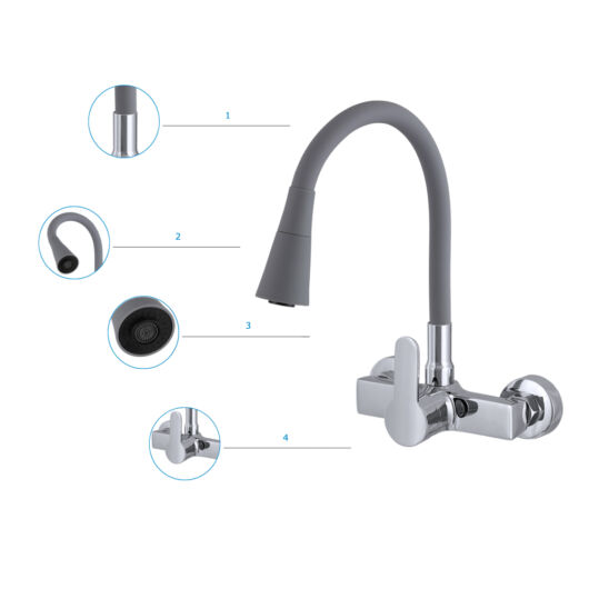 Flex 3000 konyhai fali csaptelep szürke-króm