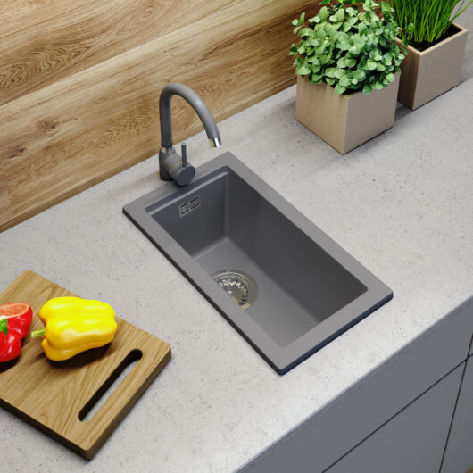 Gamma Decor 2850 egymedencés gránit mosogató, szifonnal, szürke
