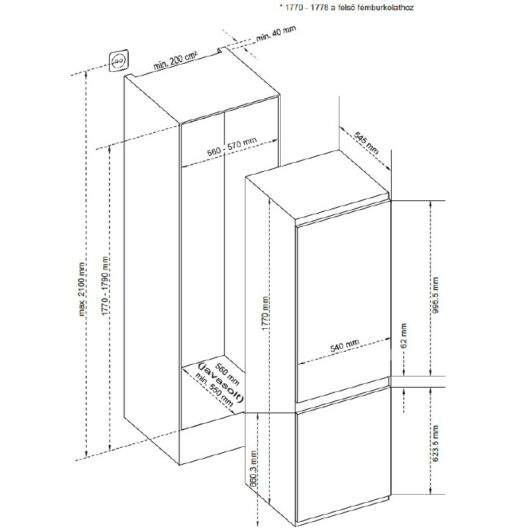 EVIDO IGLOO 332W beépíthető hűtő és fagyasztó, fehér