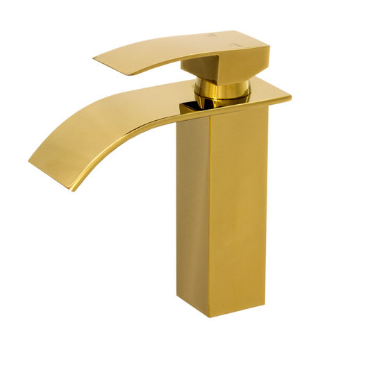 Elva fürdőszobai mosdó csaptelep vízesés alakú vízsugárral arany