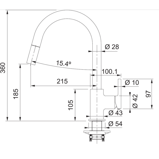 FRANKE LINA DOCCIA konyhai csaptelep matt fekete, műszaki