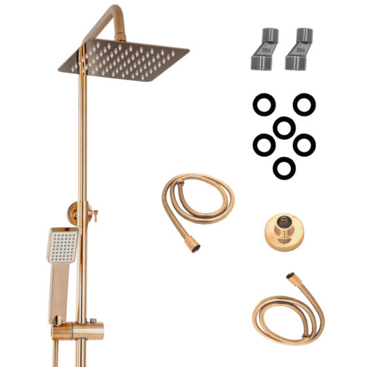 Rossa esőztető zuhanyszett szögletes zuhanyfejjel rose gold