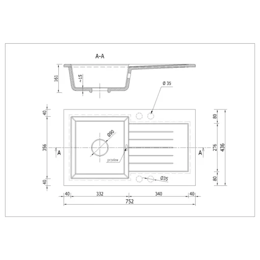 Leon2 egymedencés gránit mosogató csepptálcával méret
