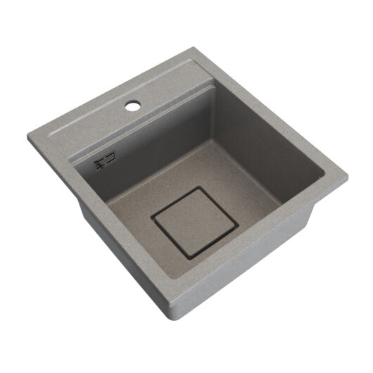 QUADRO 4550 egymedencés gránit mosogató automata dugóemelő, szifonnal, bézs