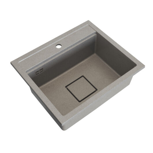 QUADRO 5850 egymedencés gránit mosogató automata dugóemelő, szifonnal, bézs