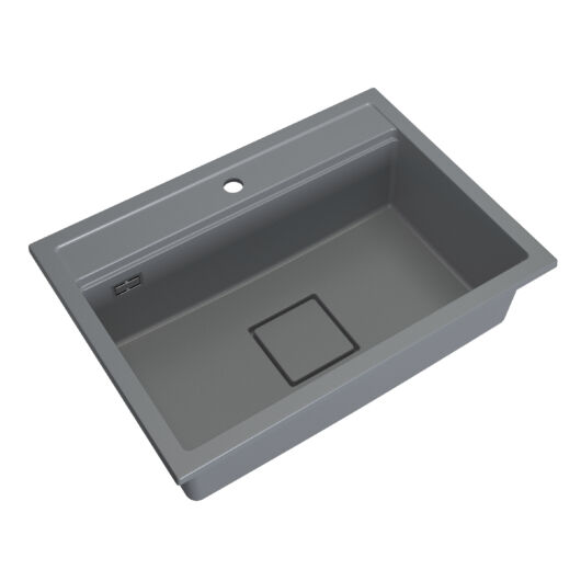 QUADRO 7050 egymedencés gránit mosogató automata dugóemelő, szifonnal, szürke