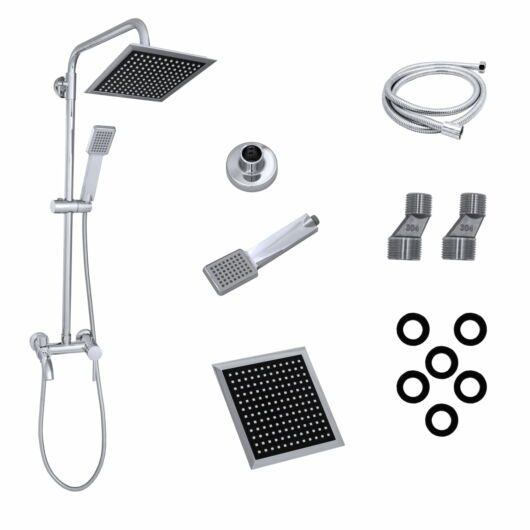 Roy esőztető zuhanyszett szögletes zuhanyfejjel króm