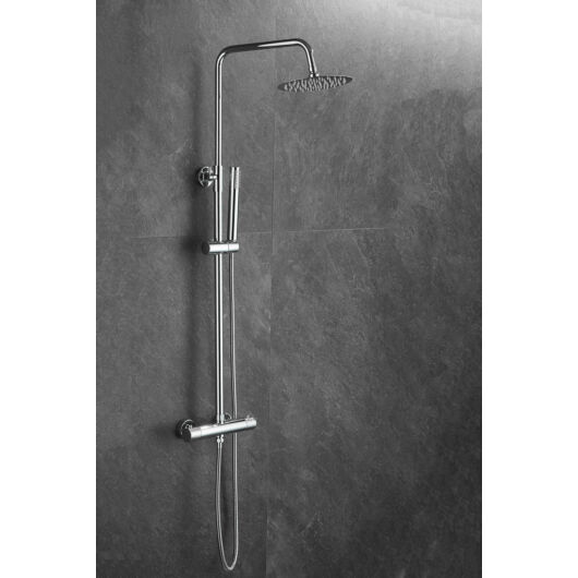 Roy Pro termosztatikus fürdőszobai zuhanyszett fali keverőcsappal és esőztető zuhanyfejjel króm