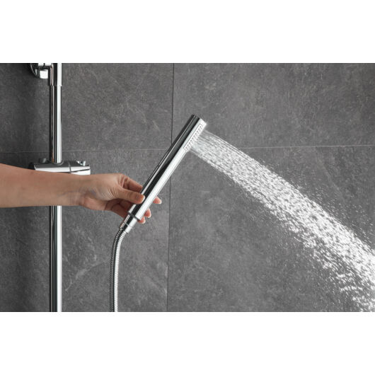 Roy Pro termosztatikus fürdőszobai zuhanyszett fali keverőcsappal és esőztető zuhanyfejjel króm