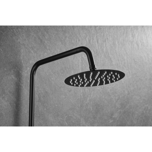 Roy Pro termosztatikus fürdőszobai zuhanyszett fali keverőcsappal és esőztető zuhanyfejjel fekete