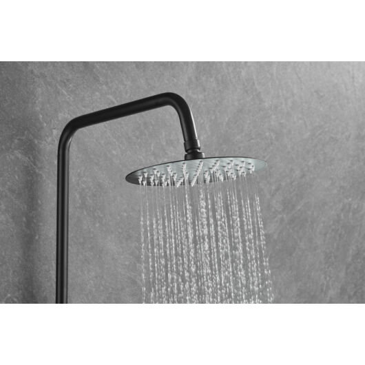 Roy Pro termosztatikus fürdőszobai zuhanyszett fali keverőcsappal és esőztető zuhanyfejjel fekete