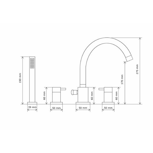 Roy kádtöltő csaptelep szett 4 részes fekete