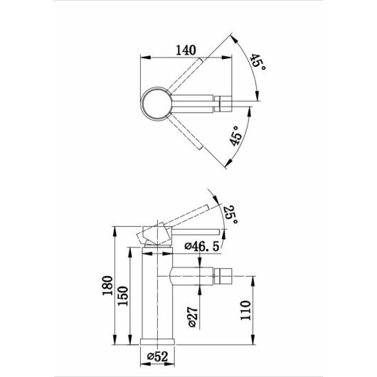 Roy Pro bidé csaptelep méretek