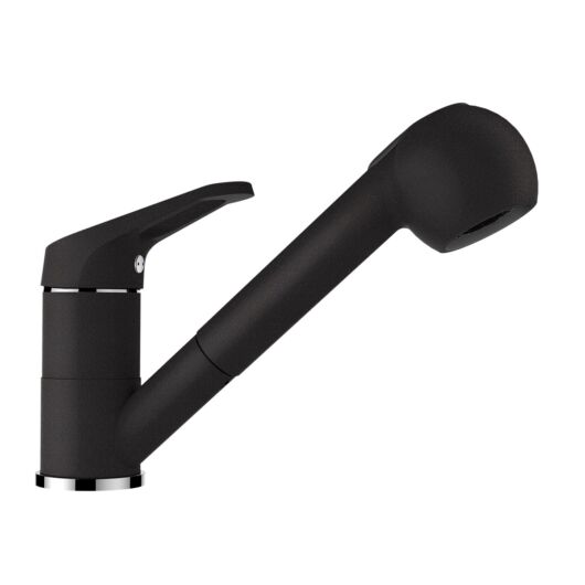 SCHOCK Cosmo konyhai csaptelep Cristalite Nero kihúzható fejjel, zuhany funkcióval, fekete