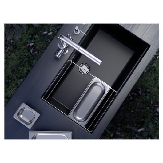 Schock Greenwich N-100XL konyhai mosogatótálca 750 x 456 mm Cristadur Polaris, szűrőkosár, túlfolyó takaró réz, hófehér, beépíthető