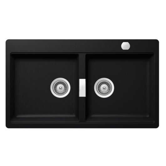 SCHOCK Horizont N-200 Cristadur Puro kétmedencés gránit mosogató, szifonnal, fekete