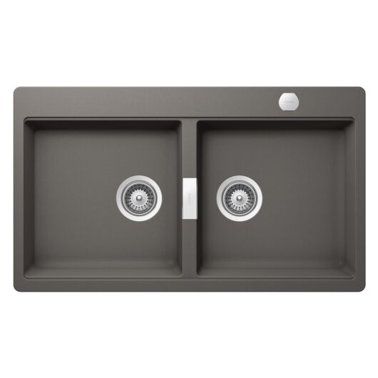 SCHOCK Horizont N-200 Cristadur Silverstone kétmedencés gránit mosogató, szifonnal, sötétszürke