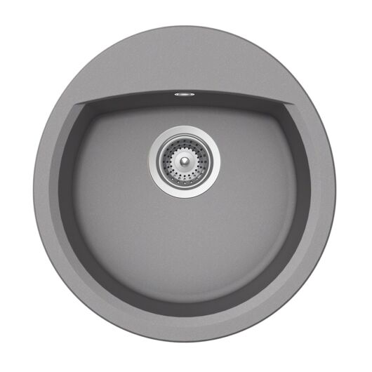 Schock Manhattan R-100 Cristalite Croma egymedencés kerek  gránit mosogató dugóemelő, szifonnal, szürke