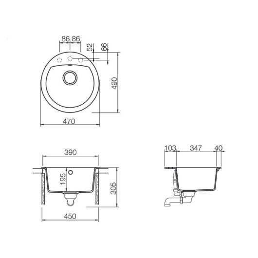 Schock Manhattan R-100 Cristalite egymedencés kerek gránit mosogató méretek