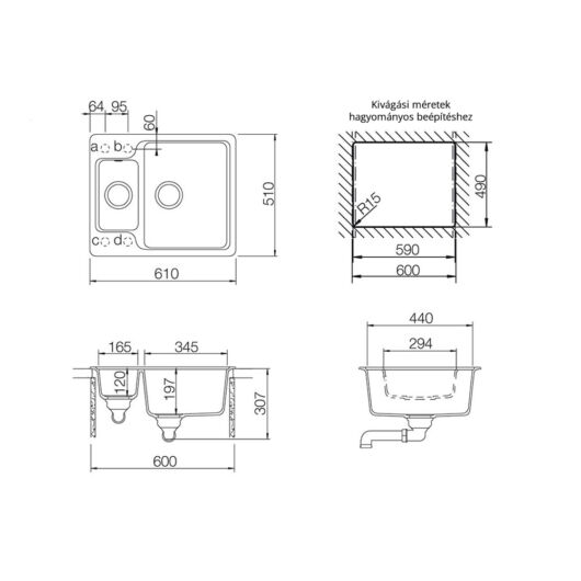 Schock Manhattan N-150 konyhai mosogatótálca Cristalite Vanilla 610 x 510 mm, gránit kompozit, világos bézs, beépíthető