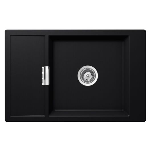 Schock Mono D-100XS Cristadur Polaris egymedencés gránit mosogató dugóemelő, szifonnal, fekete