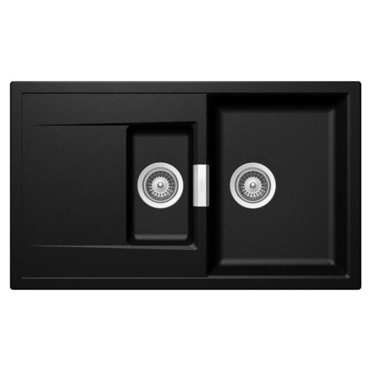 SCHOCK Mono D-150 Cristadur Magma gyümölcsmosós gránit mosogató, szifonnal, fekete-szemcsés