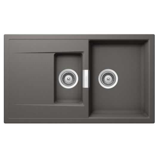 SCHOCK Mono D-150 Cristadur Silverstone gyümölcsmosós gránit mosogató, szifonnal, sötétszürke