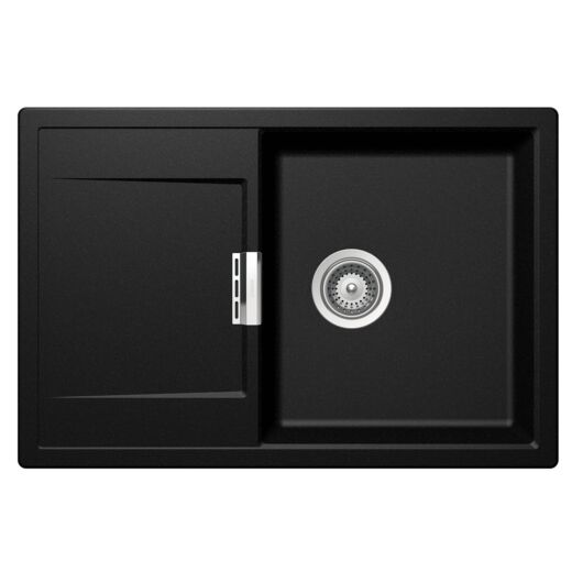 Schock Mono D-100 Cristadur Magma egymedencés gránit mosogató dugóemelő, szifonnal, fekete-szemcsés