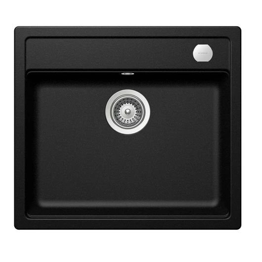 Schock Mono N-100 Cristadur Magma egymedencés gránit mosogató automata dugóemelő, szifonnal, feket-szemcsés