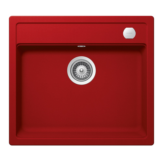 Schock Mono N-100 Cristadur Rouge egymedencés gránit mosogató automata dugóemelő, szifonnal, piros