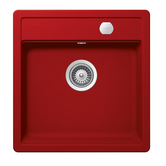 Schock Mono N-100S Cristadur Rouge egymedencés gránit mosogató automata dugóemelő, szifonnal, piros