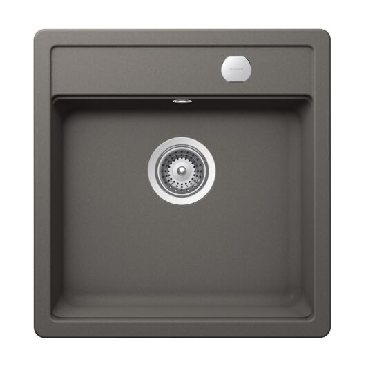 Schock Mono N-100S Cristadur Silverstone egymedencés gránit mosogató automata dugóemelő, szifonnal, sötétszürke