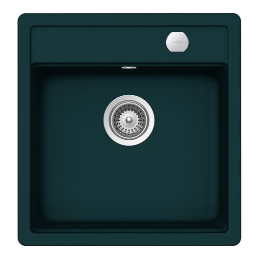 Schock Mono N-100S Cristadur Green Line Ivy egymedencés gránit mosogató automata dugóemelő, szifonnal, sötétzöld