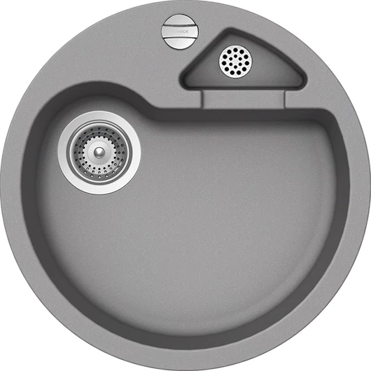 Schock Classic R-100 Cristalite Croma egymedencés kerek  gránit mosogató dugóemelő, szifonnal, szürke
