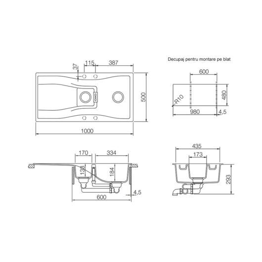 Schock Waterfall D-150 gránit mosogató csepptálcával  méret