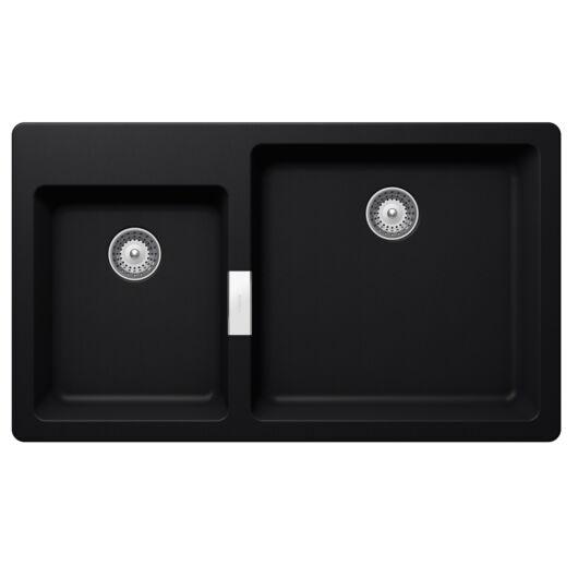SCHOCK Signus N-175 Cristadur Puro kétmedencés gránit mosogató, szifonnal, fekete