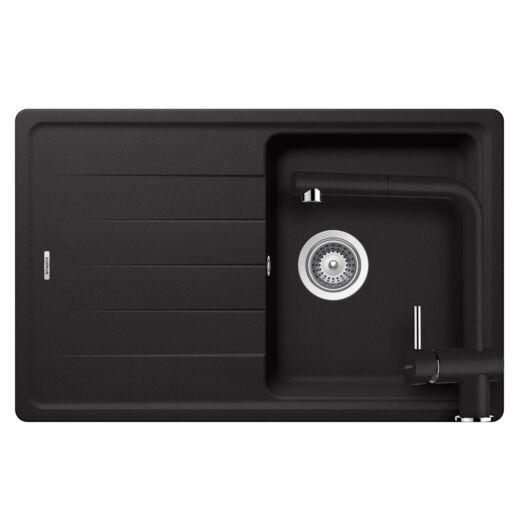 Schock Element D-100S egymedencés gránit mosogató szett dugóemelő, szifonnal, Schock Epos Ext,fekete