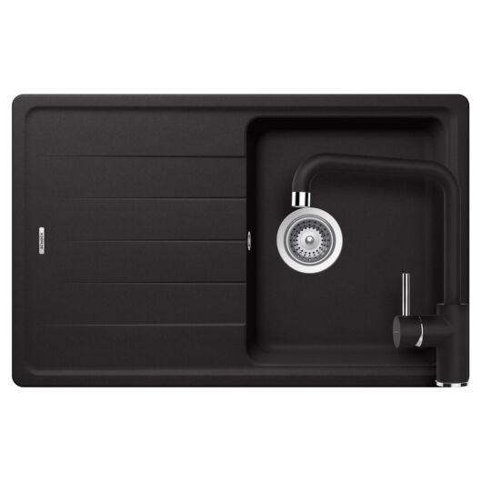 Schock Element D-100S egymedencés gránit mosogató szett dugóemelő, szifonnal, Schock Fonos, fekete