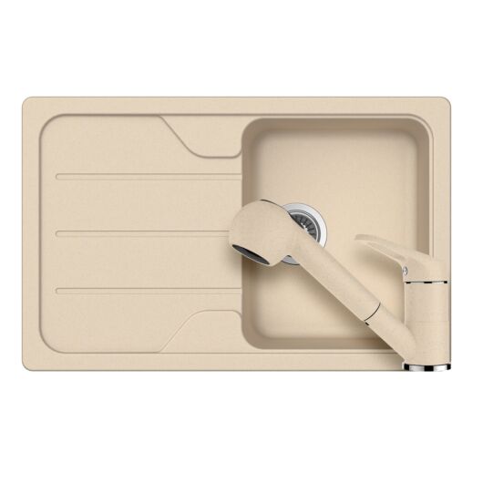 Schock Formhaus D-100S gránit mosogató szett, Schock Cosmo Ext csaptelep, bézs