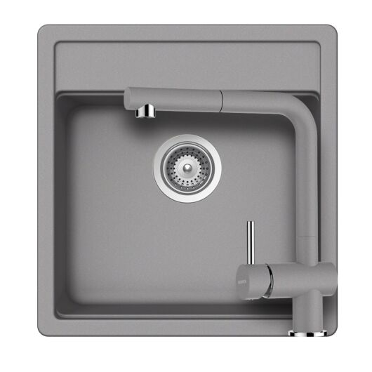 Schock Nemo N-100S Cristalite Croma egymedencés gránit mosogató szett dugóemelő, szifonnal, szürke