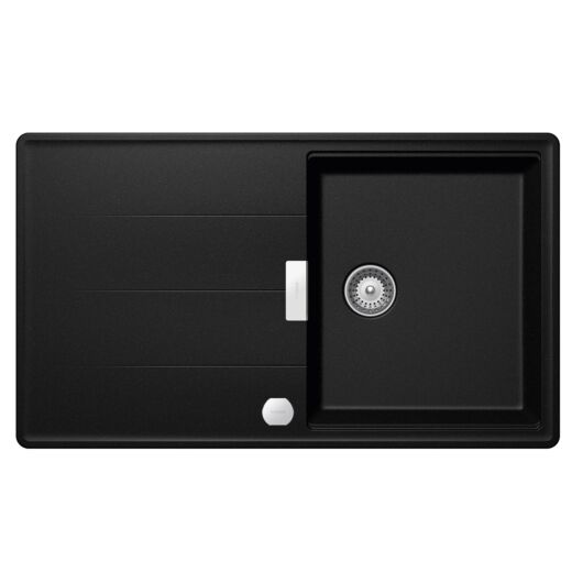 Schock Tia D-100 egymedencés gránit mosogató automata dugóemelő, szifonnal, fekete-szemcsés