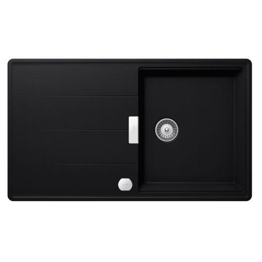 Schock Tia D-100 egymedencés gránit mosogató automata dugóemelő, szifonnal, fekete