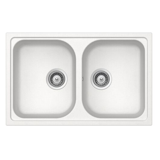 SCHOCK Viola N-200S Cristalite Alpina kétmedencés gránit mosogató, szifonnal, fehér