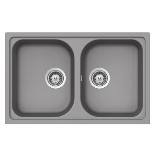 SCHOCK Viola N-200S Cristalite Croma kétmedencés gránit mosogató, szifonnal, szürke