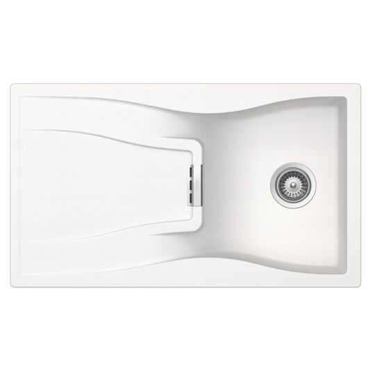 Schock Waterfall D-100 Cristadur Polaris egymedencés gránit mosogató, szifonnal, fehér